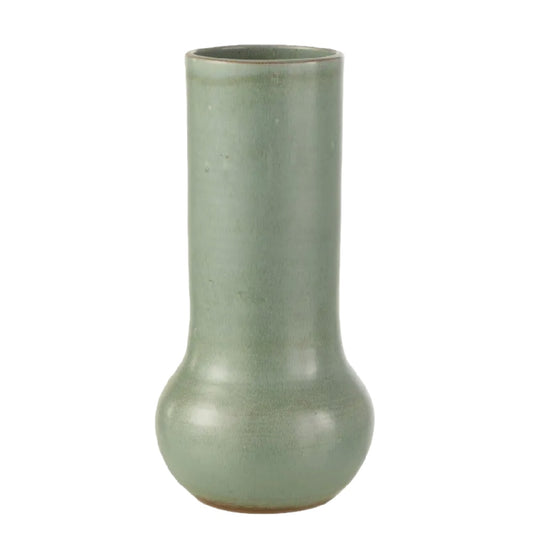 Minimalistische Saliegroene Keramische Vaas - Mat Glazuur - Scandinavisch Design Decoratieve Flesvaas