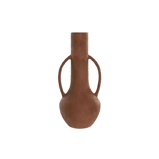 Rustieke Terracotta Keramische Vaas met Dubbele Handvaten - Klassiek Amphora Design - Handgemaakte Textuur Decoratieve Vaas