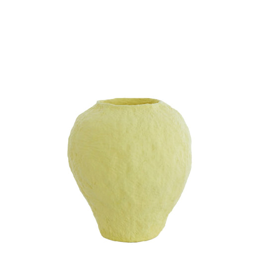 Moderne Lichtgele Keramische Vaas - Handgemaakte Textuur met Papierpulp-effect - Kleurrijke Decoratieve Bloempot