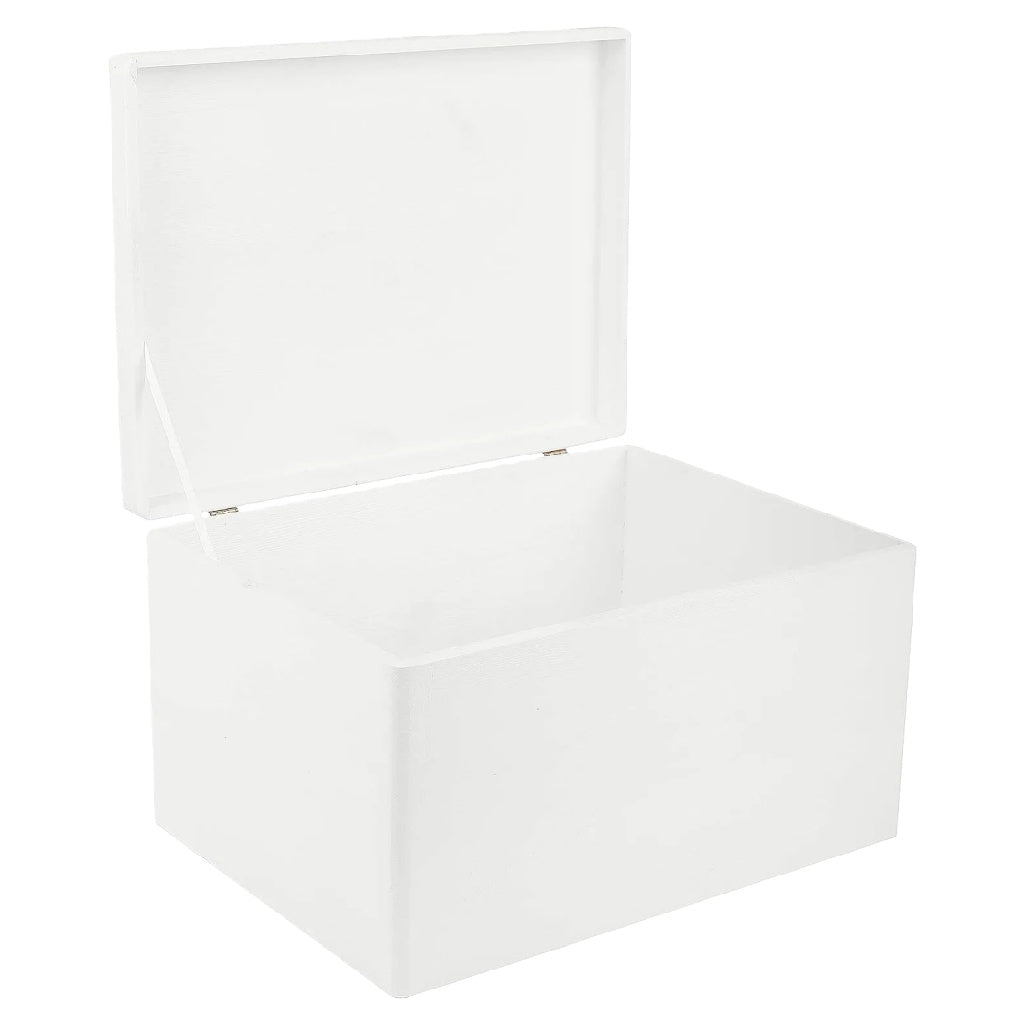 Grote Witte Houten Opbergkist met Deksel