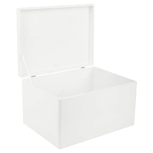 Grote Witte Houten Opbergkist met Deksel